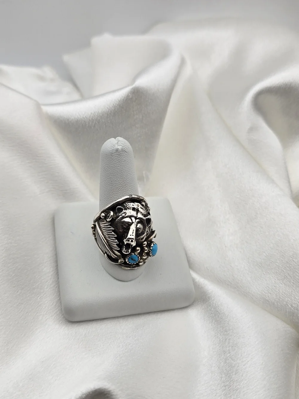 Native American Sterling Silver 925 Bear Head Ring